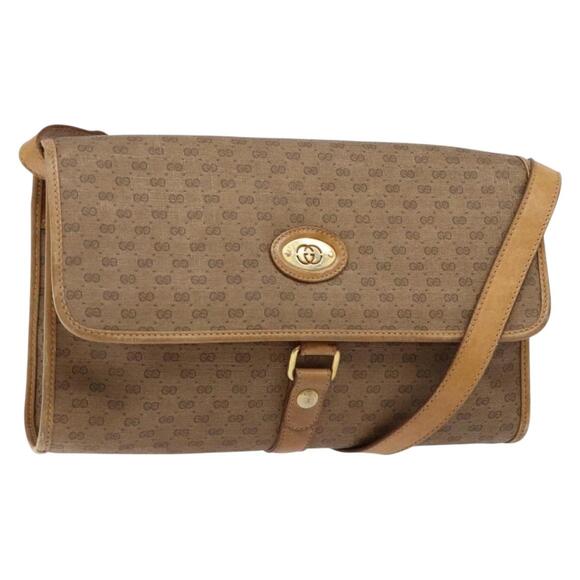 GUCCI Micro GG Supreme Shoulder Bag Pvc Beige Gold - Picture 1 of 16